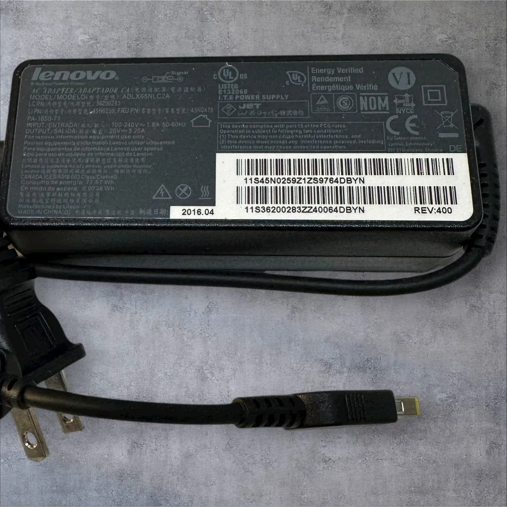 OEM Genuine Lenovo Thinkpad Charger‎ 20V 3.25A 65 Watt ADLX65NLC2A ADLX65NCC2A